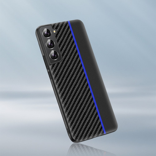 Samsung Galaxy S22+ 5G Ultra-thin Carbon Fiber Texture Splicing Phone Case - Blue