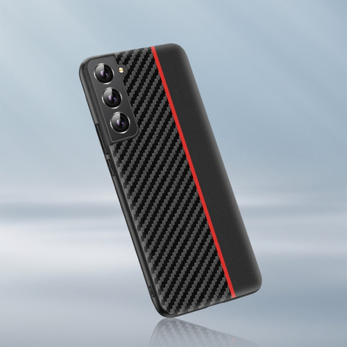 Samsung Galaxy S22+ 5G Ultra-thin Carbon Fiber Texture Splicing Phone Case - Red
