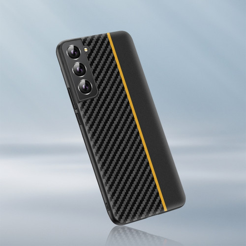 Samsung Galaxy S22+ 5G Ultra-thin Carbon Fiber Texture Splicing Phone Case - Yellow