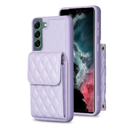 Samsung Galaxy S22+ 5G Vertical Wallet Rhombic Leather Phone Case - Purple