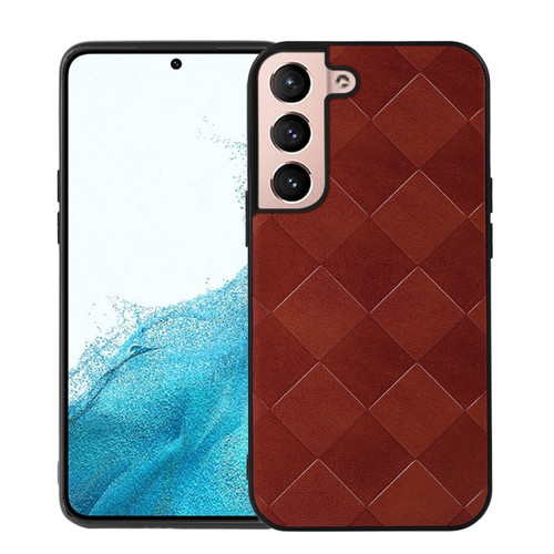 Samsung Galaxy S22+ 5G Weave Plaid PU Phone Case - Brown