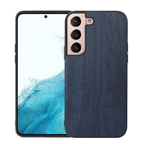 Samsung Galaxy S22+ 5G Wood Texture PU Phone Case - Blue