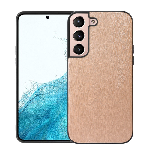 Samsung Galaxy S22+ 5G Wood Texture PU Phone Case - Gold