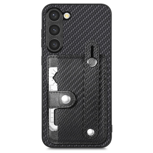 Samsung Galaxy S22+ 5G Wristband Kickstand Wallet Back Phone Case with Tool Knife - Black