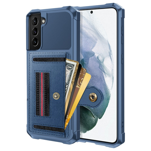 Samsung Galaxy S22+ 5G ZM06 Card Bag TPU + Leather Phone Case - Blue