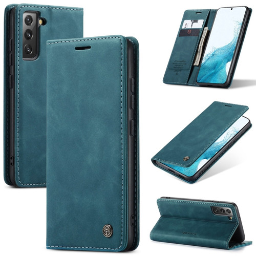 Samsung Galaxy S22+ CaseMe 013 Multifunctional Horizontal Flip Leather Phone Case - Blue