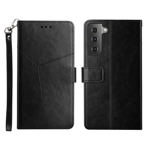 Samsung Galaxy S22+ Y Stitching Horizontal Flip Leather Phone Case - Black