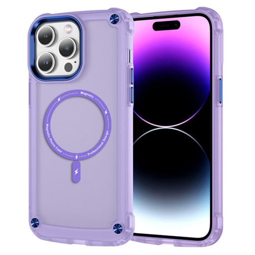 iPhone 15 Pro Max Skin Feel TPU + PC MagSafe Magnetic Phone Case - Transparent Purple