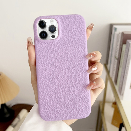 iPhone 15 Pro Max Litchi Texture All-inclusive Shockproof Phone Case - Purple