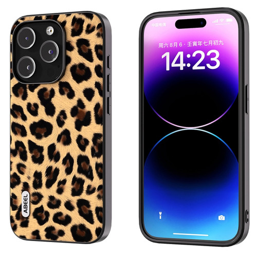 iPhone 15 Pro Max ABEEL Black Edge Leopard Phone Case - Leopard Print