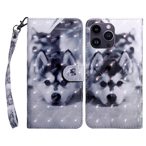 iPhone 15 Pro Max 3D Painted Leather Phone Case - Husky