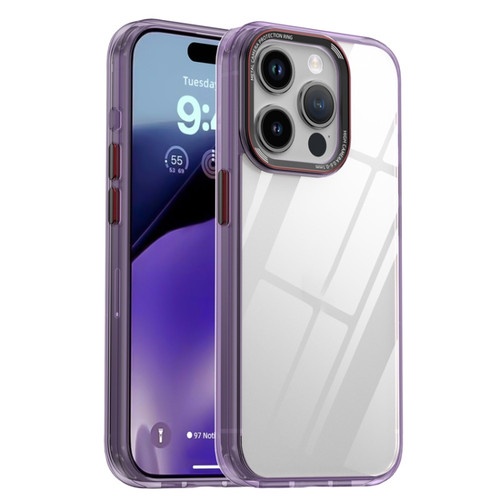 iPhone 15 Pro Max iPAKY MG Series Transparent PC+TPU Phone Case - Transparent Purple