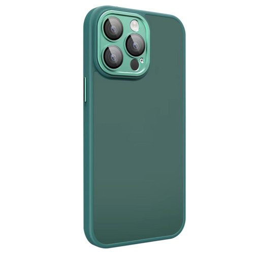 iPhone 15 Pro Max All-inclusive TPU Edge Acrylic Back Phone Case with Lens Film - Green