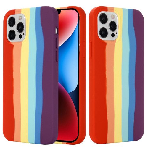 iPhone 15 Pro Max Rainbow Liquid Silicone Phone Case - Red