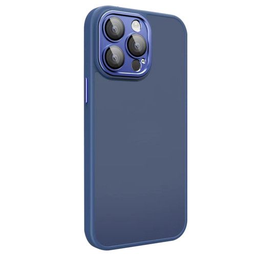 iPhone 15 Pro Max All-inclusive TPU Edge Acrylic Back Phone Case with Lens Film - Navy Blue