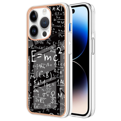 iPhone 15 Pro Electroplating Marble Dual-side IMD Phone Case - Equation