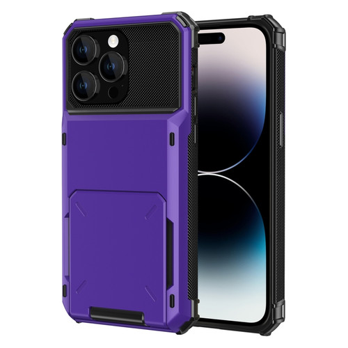 iPhone 15 Pro Max Scratch-Resistant Shockproof Heavy Duty Rugged Armor Phone Case - Purple
