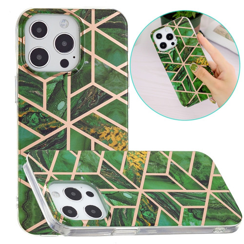 Electroplating Soft TPU Phone Case iPhone 15 Pro Max - Green Rhombus