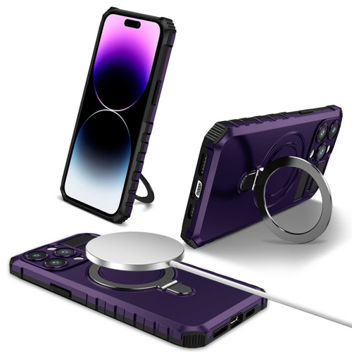 iPhone 15 Pro Max MagSafe Magnetic Holder Phone Case - Purple