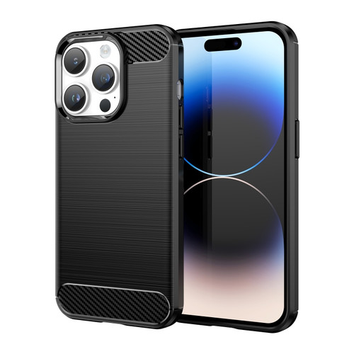 iPhone 15 Pro Max Brushed Texture Carbon Fiber TPU Phone Case - Black