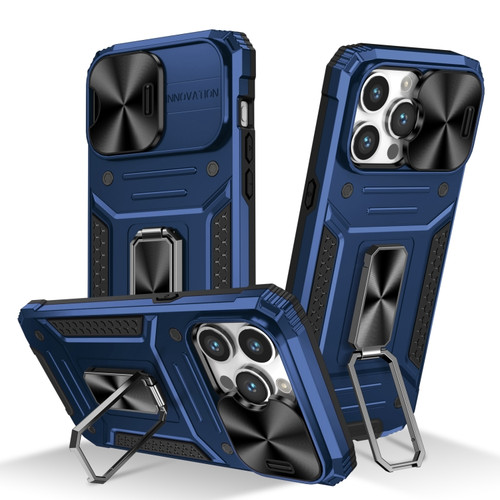 iPhone 15 Pro Max Camshield Robot TPU Hybrid PC Phone Case - Blue