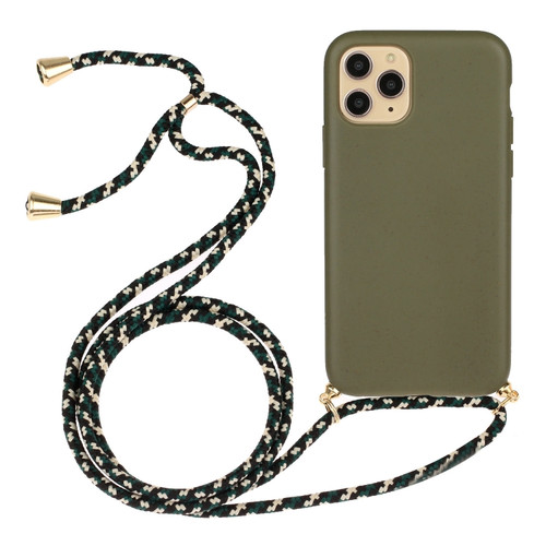 iPhone 15 Pro Max Wheat Straw Material + TPU Phone Case with Lanyard - Army Green