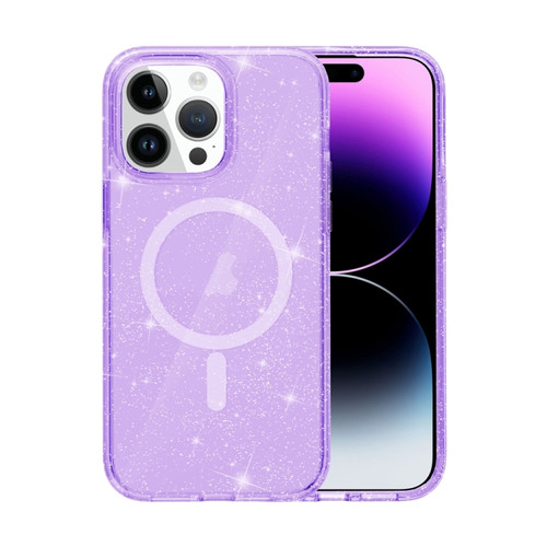 iPhone 15 Pro Max Terminator Style Glitter Powder MagSafe Magnetic Phone Case - Purple