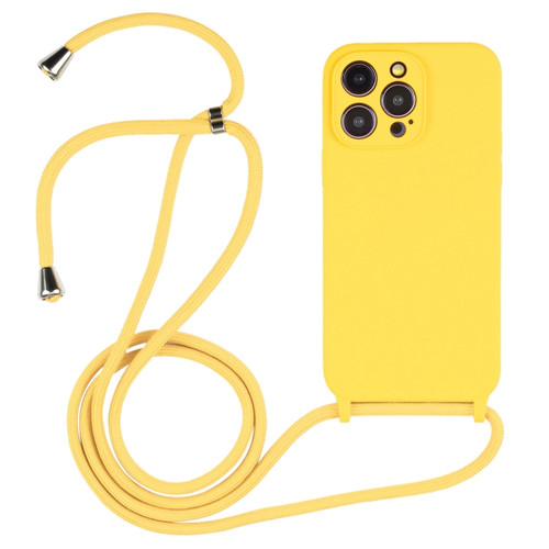 iPhone 15 Pro Max Crossbody Lanyard Liquid Silicone Case - Yellow