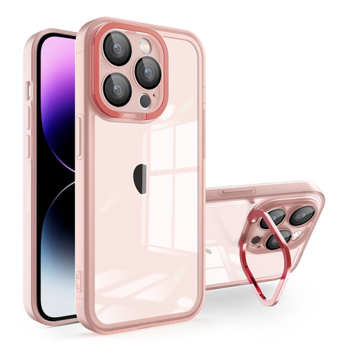 iPhone 15 Pro Max Invisible Lens Bracket Matte Transparent MagSafe Phone Case - Pink