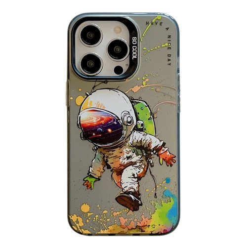 iPhone 15 Pro Max Animal Pattern Oil Painting Series PC + TPU Phone Case - Astronaut