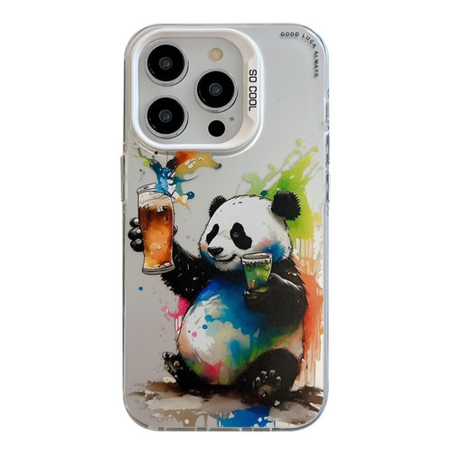 iPhone 15 Pro Max Animal Pattern Oil Painting Series PC + TPU Phone Case - Panda