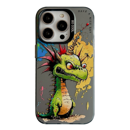 iPhone 15 Pro Max Animal Pattern Oil Painting Series PC + TPU Phone Case - Dragon