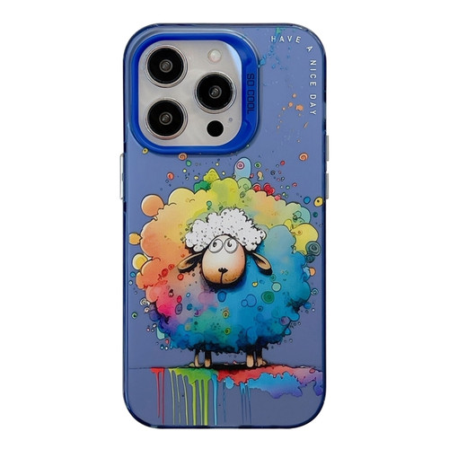 iPhone 15 Pro Max Animal Pattern Oil Painting Series PC + TPU Phone Case - Sheep