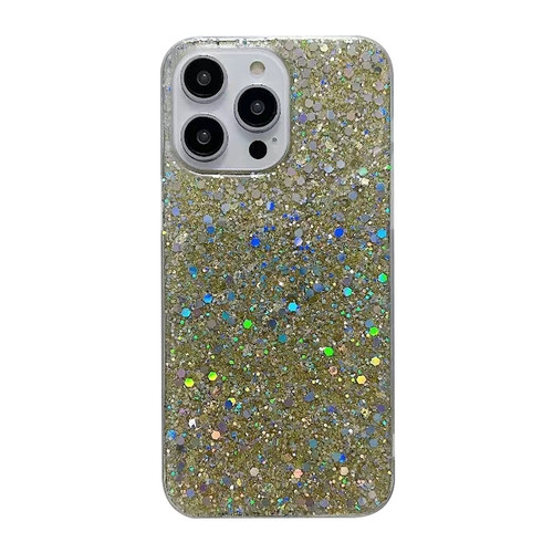 iPhone 15 Pro Glitter Sequins Epoxy TPU Phone Case - Golden