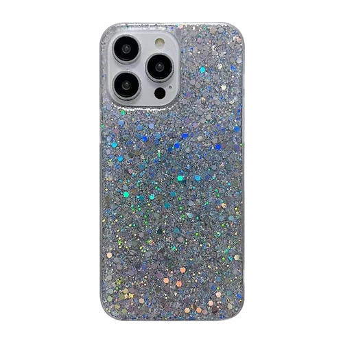 iPhone 15 Pro Glitter Sequins Epoxy TPU Phone Case - Silvery