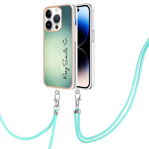 iPhone 15 Pro Electroplating Dual-side IMD Phone Case with Lanyard - Smile