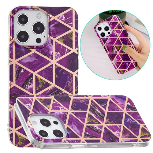 Electroplating Soft TPU Phone Case iPhone 15 Pro - Purple Rhombus