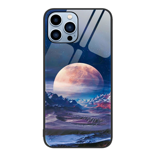 iPhone 15 Pro Colorful Painted Glass Phone Case - Moon Hill