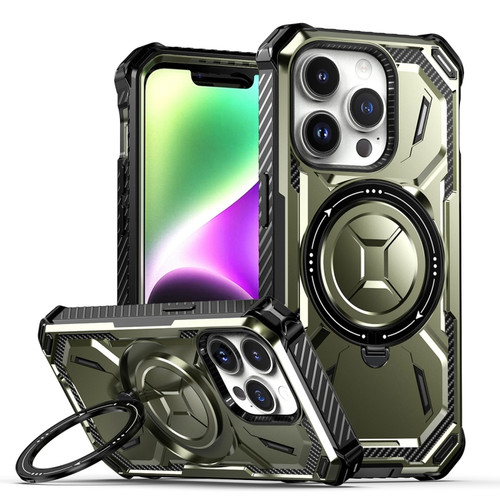 iPhone 15 Pro Armor Series MagSafe Magnetic Holder Phone Case - Army Green