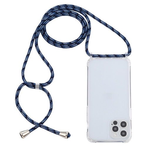 iPhone 15 Pro Transparent Acrylic Airbag Shockproof Phone Protective Case with Lanyard - Gradient Blue