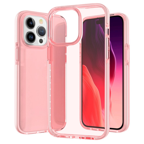 iPhone 15 Pro Two-color Shockproof High Transparency TPU Phone Case - Pink