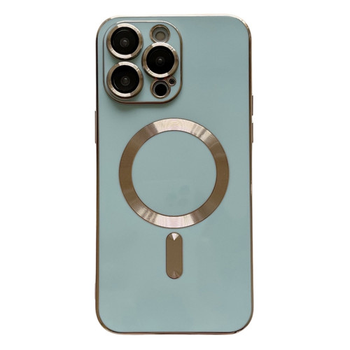 iPhone 15 Pro Magsafe Plating TPU Phone Case with Lens Film - Light Green