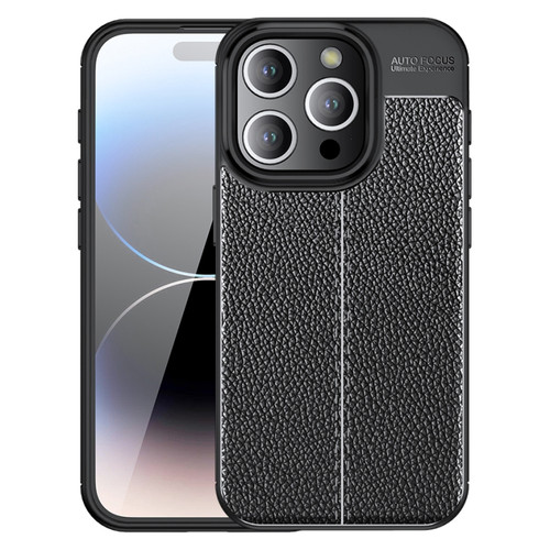 iPhone 15 Pro Litchi Texture Shockproof TPU Phone Case - Black