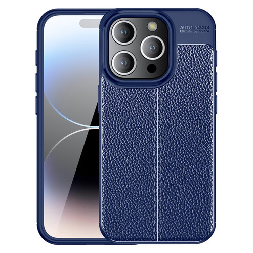 iPhone 15 Pro Litchi Texture Shockproof TPU Phone Case - Blue