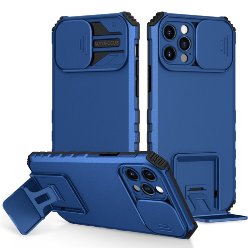 iPhone 15 Pro Stereoscopic Holder Sliding Camshield Phone Case - Blue