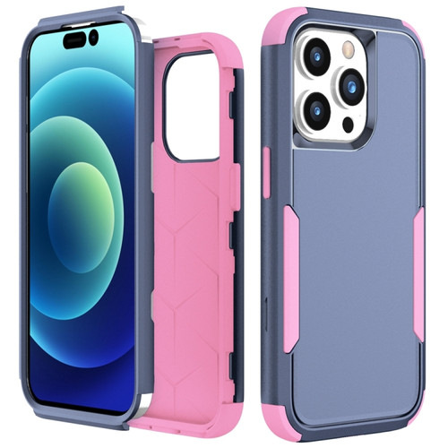 iPhone 15 Pro Commuter Shockproof TPU + PC Phone Case - Royal Blue+Pink