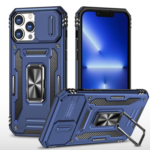 iPhone 15 Pro Armor PC + TPU Camera Shield Phone Case - Navy Blue