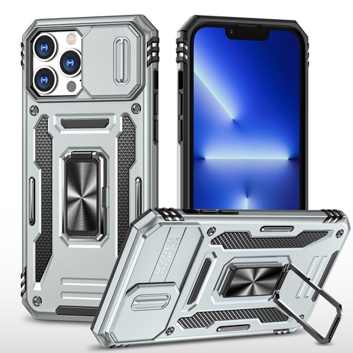 iPhone 15 Pro Armor PC + TPU Camera Shield Phone Case - Grey