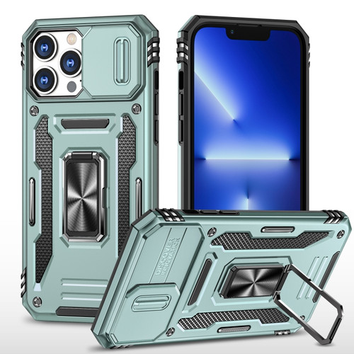iPhone 15 Pro Armor PC + TPU Camera Shield Phone Case - Alpine Green