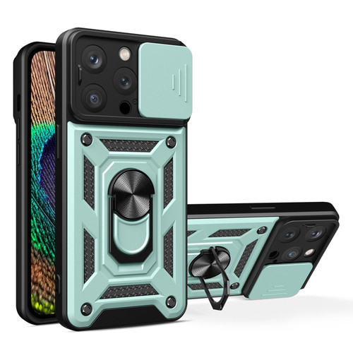 iPhone 15 Pro Sliding Camera Cover Design TPU+PC Phone Case - Green